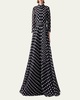 Polka-Dot Silk 3/4-Sleeve Trench Gown
