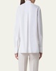 Gathered Shoulder Button Down Poplin Blouse