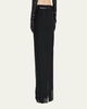Long Trouser Skirt with Skinny Leather Belt