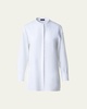 Band-Collar Linen Tunic Blouse