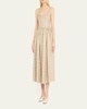 Raw Edge Belted Midi Linen Dress