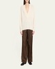 Sage Plunging V-Neck Cashmere Oversized Sweater