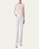 Short Trapezoid Intarsia Knit Cardigan