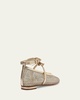 Slim Clarita Bow-Strap Fishnet Ballerina Flats
