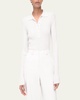 Ribbed Knit Polo Top