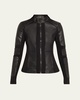 Zip-Front Faux Leather Moto Jacket