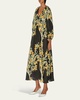 Flower Printed Linen Maxi Dress