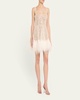 Mademoiselle Beaded Feather-Trim Mini Dress