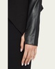 Drape-Front Quilted Faux-Leather Jacket