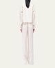 Stripe Stand-Collar Crop Linen Shirt