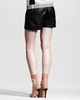 Leather-Trim Belted Knee-Length Shirtdress