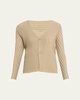 Wool Like Pleats V-Neck Cardigan