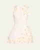 Estelle Deep V-Neck Floral Applique Mini Dress