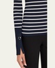 Anya Ribbed Stripe Boat-Neck Top