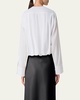 Pleated Button Down Cotton Voile Blouse