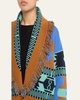 Icon Jacquard Fringe Wool Cashmere Bomber Cardigan