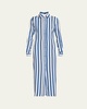 Striped Button-Front Maxi Shirtdress