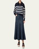 Stripe Maxi Collar Cotton Knit Sweater