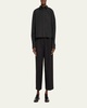 Poplin Ruffle Back Cropped Blouse