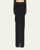 Long Trouser Skirt with Skinny Leather Belt