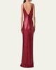 V-Neck Stretch Paillette Jersey Slit Gown