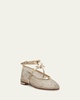 Slim Clarita Bow-Strap Fishnet Ballerina Flats
