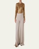Fellia Silk Georgette Wide-Leg Slit Pants