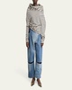 Jersey Cowl-Neck Draped Top