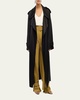 Soft Satin Belted Long Trench Coat