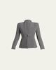 Diagonal Stripe Single-Breasted Jersey Jacket