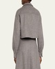 Fluid Wool Cropped Shirt Jacket with Patch Pockets