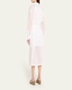 Tuxedo Bib Long-Sleeve Belted Organza Tunic Shirt