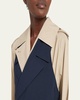 Bricolage Double-Breasted Bicolor Belted Trench Coat