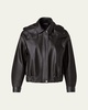 Wanda Nappa Leather Hooded Bomber Jacket