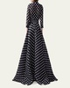 Polka-Dot Silk 3/4-Sleeve Trench Gown