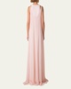 Layered Shoulder Cutout Silk Gown