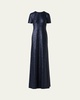 Short-Sleeve Stretch Paillette Jersey Gown