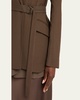 Belted Linen Twill Blazer