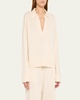 Bobbie Cotton and Cashmere Polo Sweater