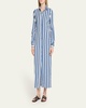 Striped Button-Front Maxi Shirtdress
