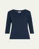 Hefiz Three Quarter Sleeve Cotton T-Shirt