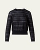 Sheer Stripe Knit Crewneck Sweater