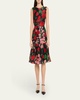 Floral Organza Flounce Hem Dress