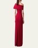 Draped Off-Shoulder Column Gown