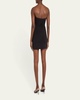 Crystal Button Cluster Embroidered Draped Mini Dress