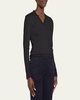 Cotton Ribbed Knit Top with Monili Detail