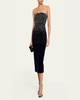 Strapless Crystal Velvet Midi Dress