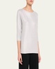 Soft Touch 3/4-Sleeve Metallic Jersey T-Shirt