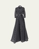 Polka-Dot Silk 3/4-Sleeve Trench Gown