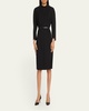 Split-Neck Double-Face Wool Sheath Dress